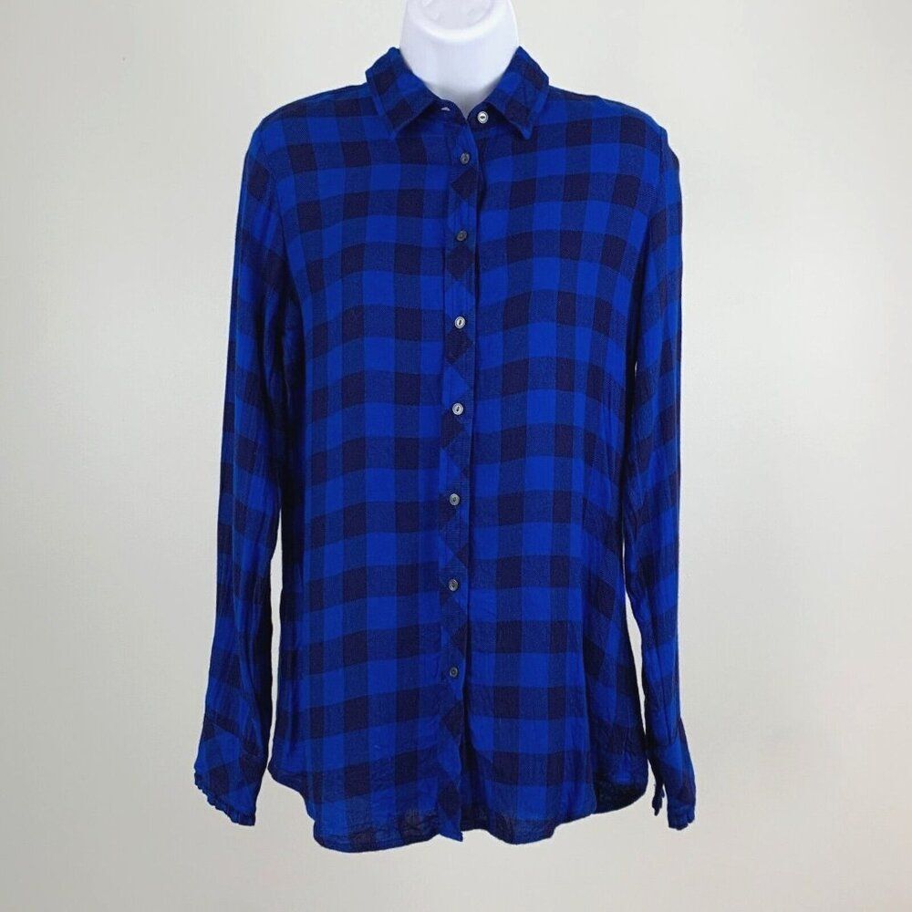 Banana Republic Dillon Shirt sz S Button Front Check Flannel Blue